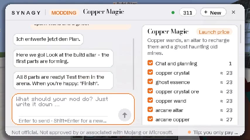 Asking for changes in the chat