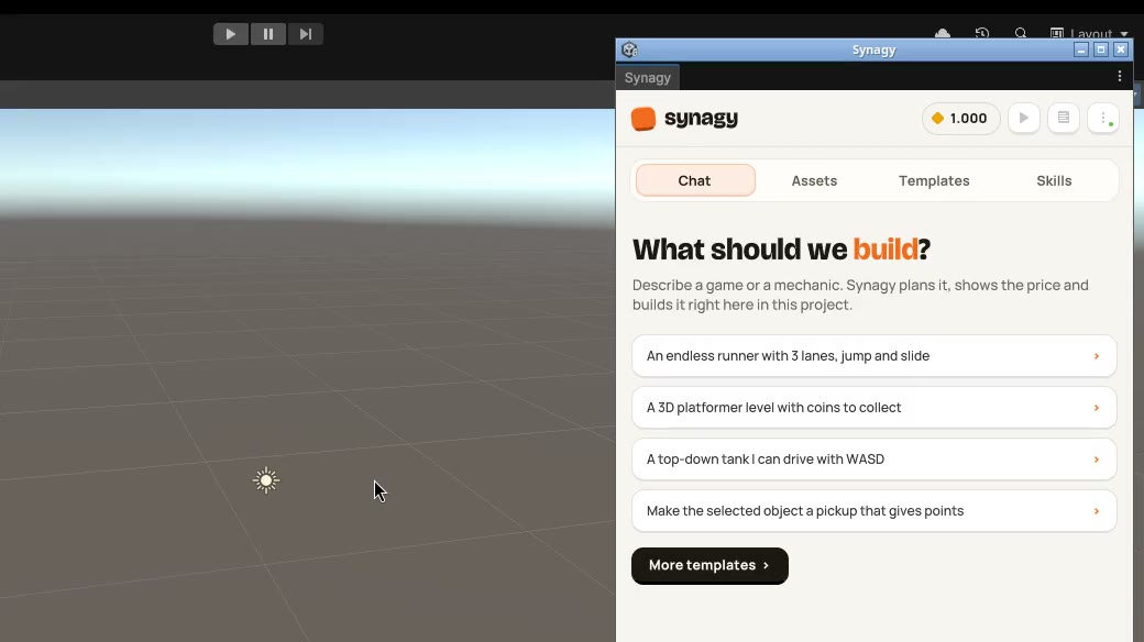 The Synagy chat docked next to the scene